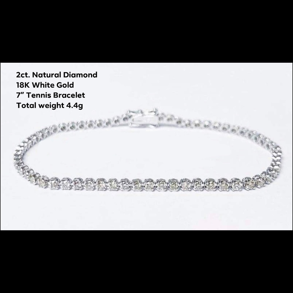 NEW! 2ct. Natural Diamond Classic Tennis Bracelet